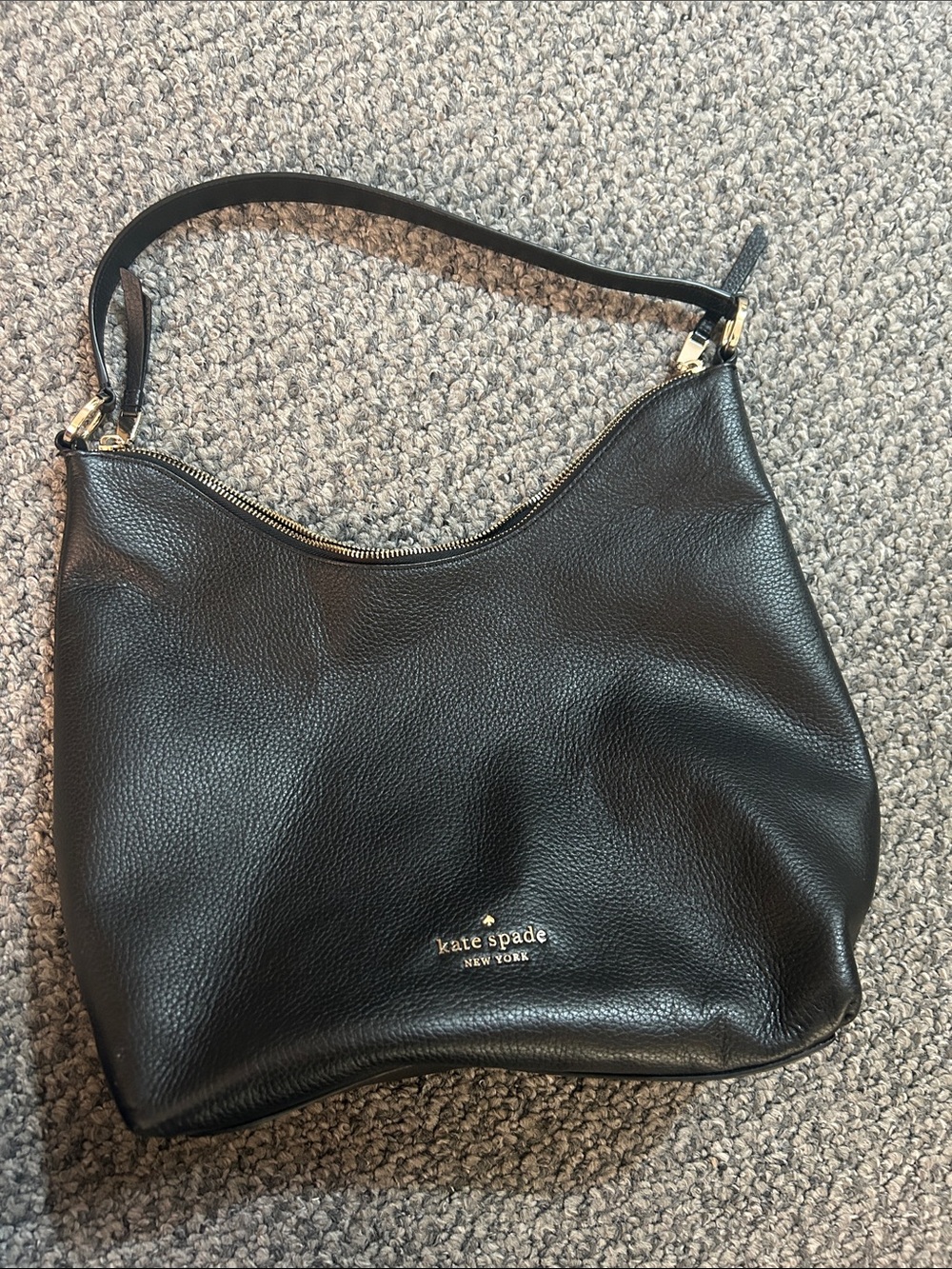 kate spade Black Pebbled Leather Shoulder Bag with Gold Hardware